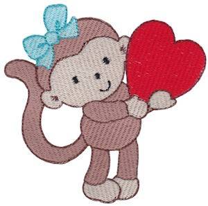 Picture of Valentines Day Monkey Machine Embroidery Design