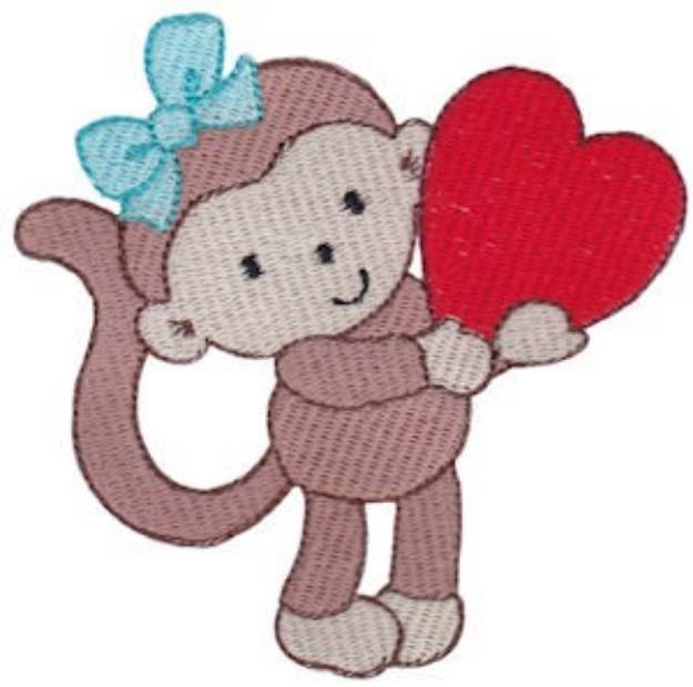 Picture of Valentines Day Monkey Machine Embroidery Design