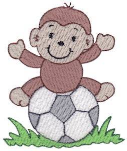 Picture of Soccer Ball Monkey Machine Embroidery Design