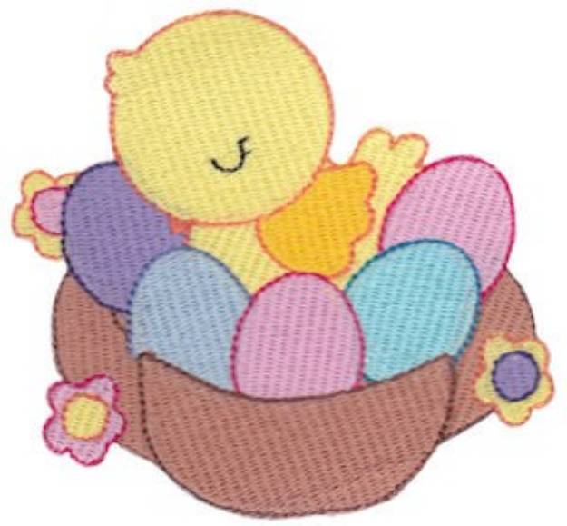 Picture of Easter Basket & Eggs Machine Embroidery Design