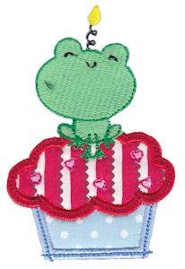 Picture of Frog & Cupcake Applique Machine Embroidery Design