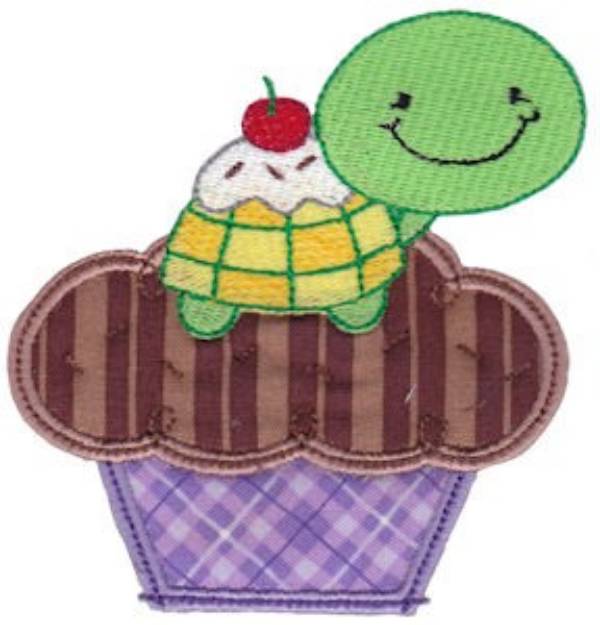 Picture of Turtle & Cupcake Applique Machine Embroidery Design