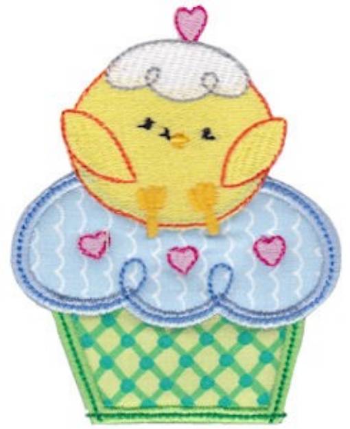 Picture of Chick & Cupcake Applique Machine Embroidery Design