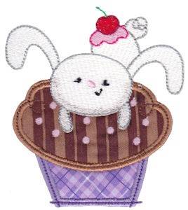 Picture of Bunny & Cupcake Applique Machine Embroidery Design