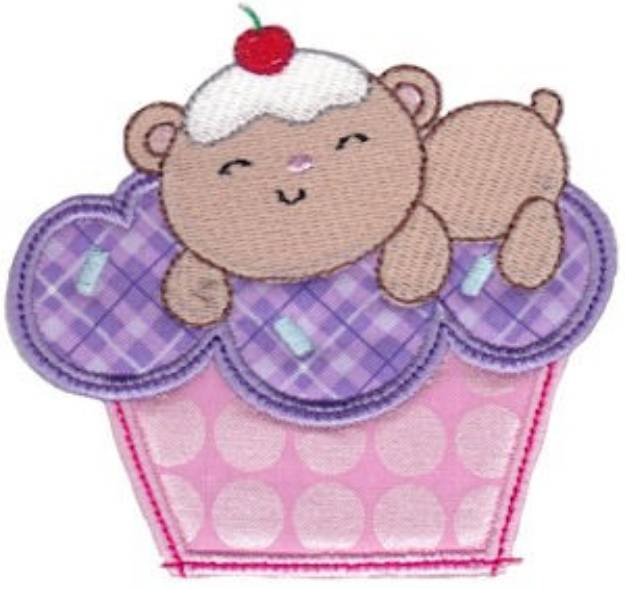 Picture of Bear & Cupcake Applique Machine Embroidery Design