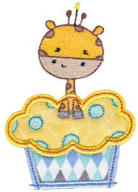 Picture of Giraffe & Cupcake Applique Machine Embroidery Design
