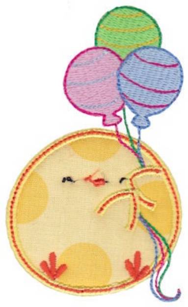 Picture of Chickadee & Balloons Applique Machine Embroidery Design