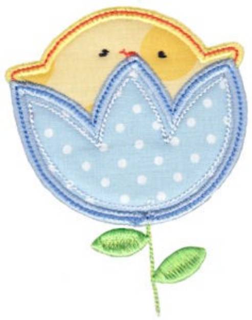 Picture of Chickadee & Tulip Applique Machine Embroidery Design
