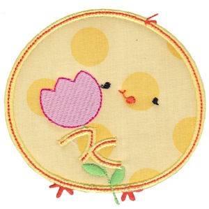 Picture of Chickadee & Tulip Applique Machine Embroidery Design