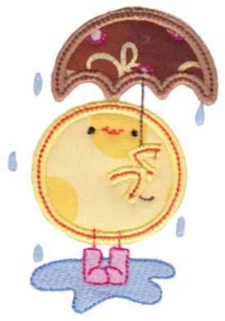 Picture of Chickadee & Umbrella Applique Machine Embroidery Design