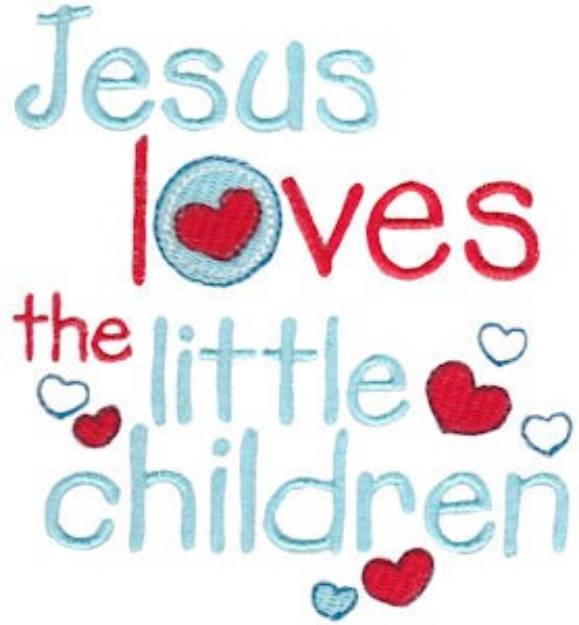 Picture of Jesus Loves Little Children Machine Embroidery Design