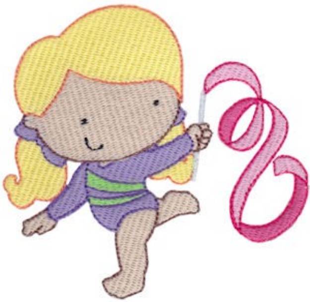 Picture of Ribbon Dancing Gymnast Machine Embroidery Design