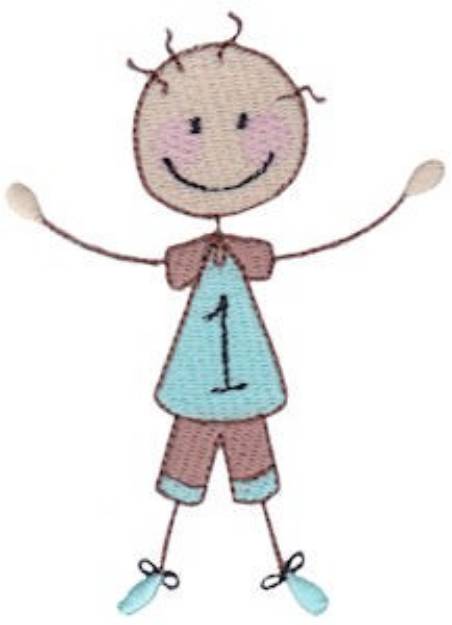 Picture of Stick Figure Boy Machine Embroidery Design