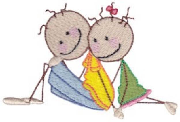 Picture of Stick Figure Couple Machine Embroidery Design