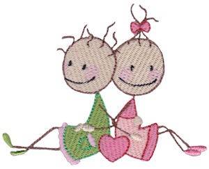 Picture of Stick Figure Children Machine Embroidery Design