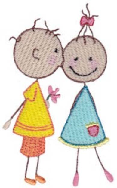 Picture of Stick Figure Couple Machine Embroidery Design
