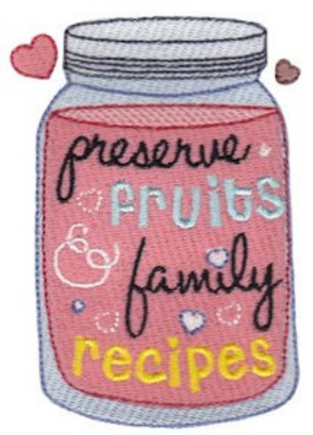 Picture of Preserve Family Recipes Machine Embroidery Design