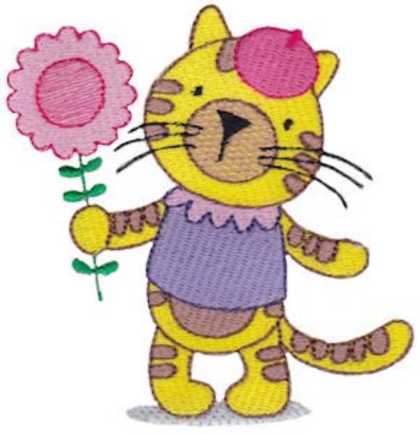 Picture of Tiger & Flower Machine Embroidery Design