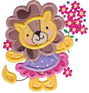 Picture of Applique Lion & Flowers Machine Embroidery Design