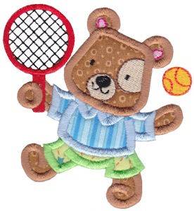 Picture of Applique Tennis Teddy Bear Machine Embroidery Design