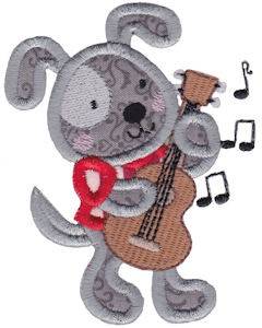 Picture of Applique Puppy & Guitar Machine Embroidery Design
