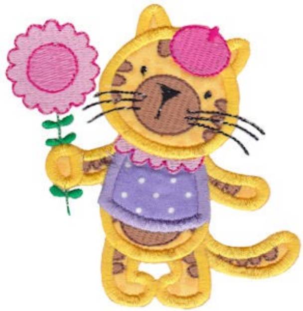 Picture of Applique Tiger & Flower Machine Embroidery Design