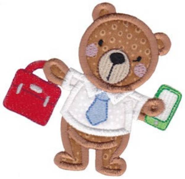 Picture of Applique Office Teddy Bear Machine Embroidery Design