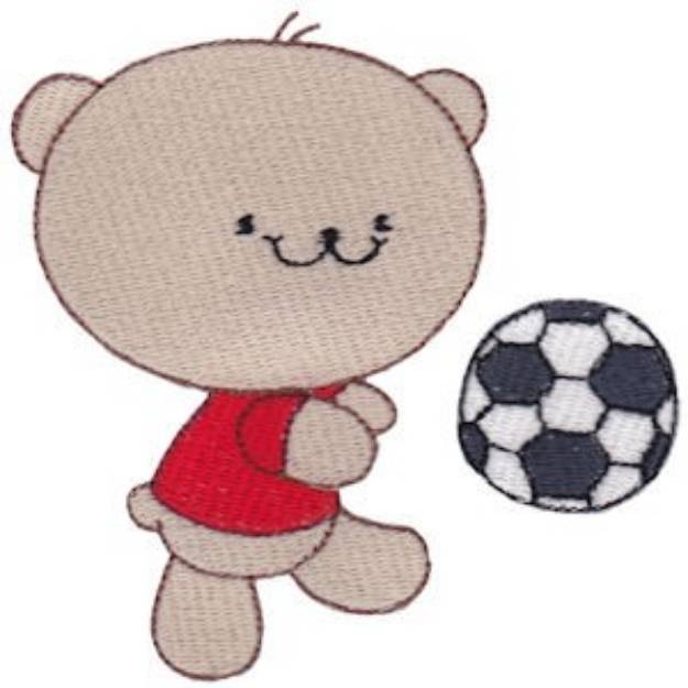 Picture of Cute Soccer Playing Bear Machine Embroidery Design