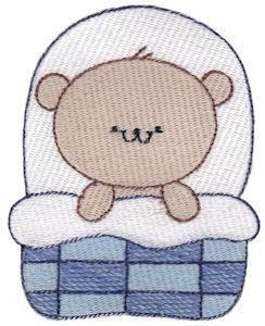 Picture of Tucked Into Bed Bear Machine Embroidery Design