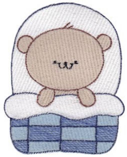 Picture of Tucked Into Bed Bear Machine Embroidery Design