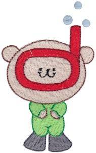 Picture of Cute Snorkeling Bear Machine Embroidery Design