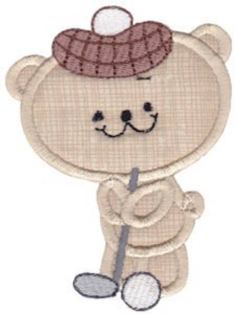 Picture of Applique Golfing Bear Machine Embroidery Design