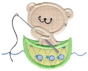 Picture of Applique Fishing Bear Machine Embroidery Design