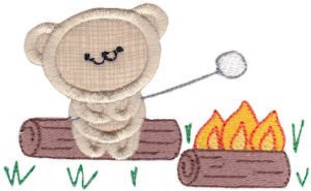 Picture of Applique Camping Bear Machine Embroidery Design