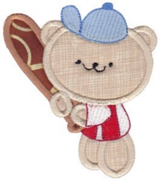 Picture of Applique Baseball Bear Machine Embroidery Design