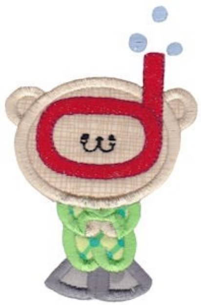 Picture of Applique Snorkeling Bear Machine Embroidery Design