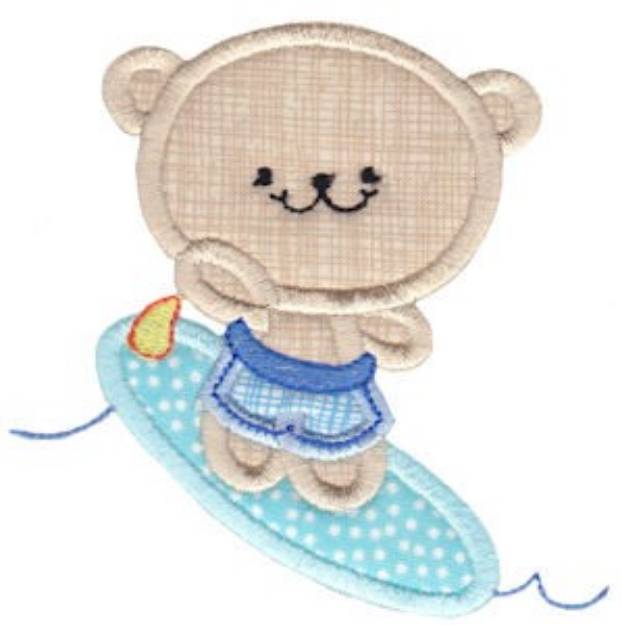 Picture of Applique Surfing Bear Machine Embroidery Design