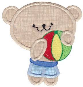 Picture of Applique Beach Bear Machine Embroidery Design