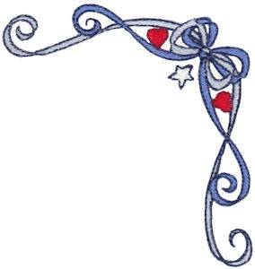 Picture of Patriotic Swirling Ribbon, Corner Machine Embroidery Design