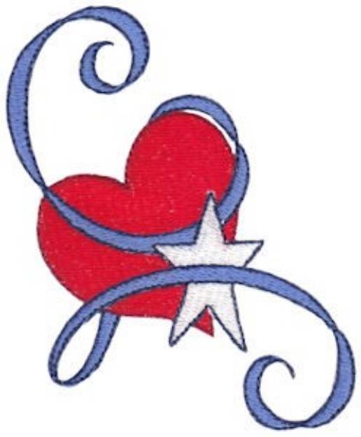 Picture of Patriotic Heart & Ribbons Machine Embroidery Design