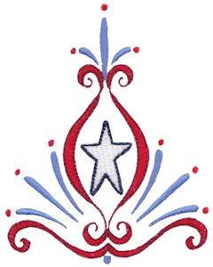 Picture of Patriotic Swirls & Star Machine Embroidery Design