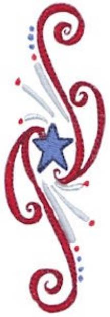Picture of Patriotic Ribbon & Star Machine Embroidery Design