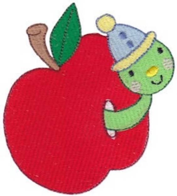 Picture of Snuggly Apple & Worm Machine Embroidery Design