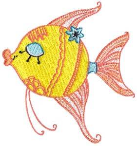 Picture of Decorative Kissing Fish Machine Embroidery Design