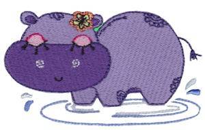 Picture of Decorative Hippo Machine Embroidery Design