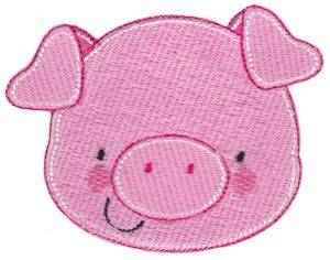 Picture of Adorable Pig Face Machine Embroidery Design