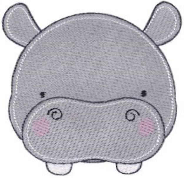 Picture of Adorable Hippo Face Machine Embroidery Design