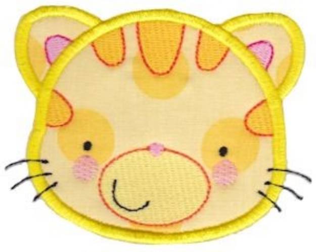 Picture of Adorable Tiger Face Applique Machine Embroidery Design
