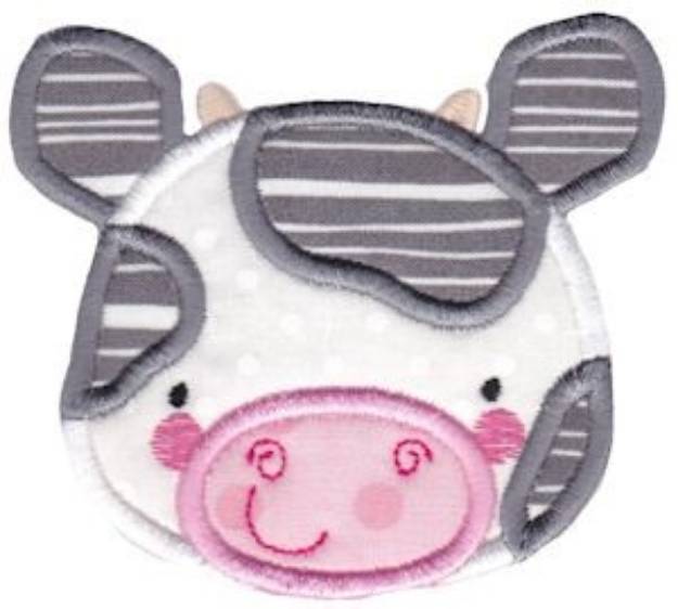 Picture of Adorable Cow Face Applique Machine Embroidery Design