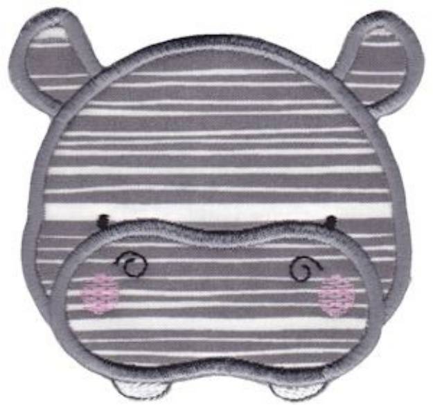 Picture of Adorable Hippo Face Applique Machine Embroidery Design
